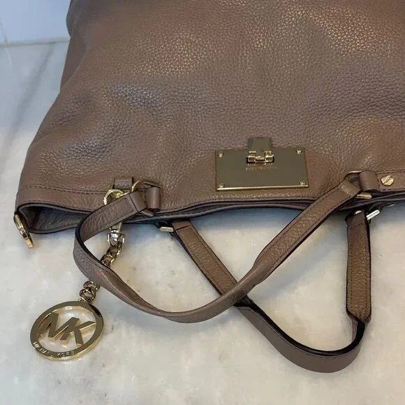 Michael Kors Bag Purse Handbag Leather Channing Large Pebbled Satchel Tote Bag - Picture 12 of 16